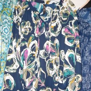 NWT 2X MELISSA MCCARTHY SEVEN7 BLUE TIE NECK BLOUS